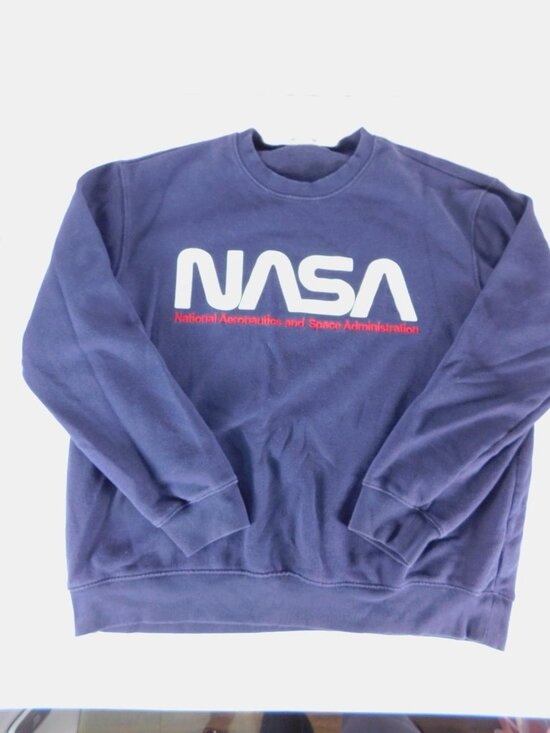 H&M Other - H&M Sweatshirt Mens XL Blue NASA Space Logo USA Flag Fleece Crew Neck Pullover